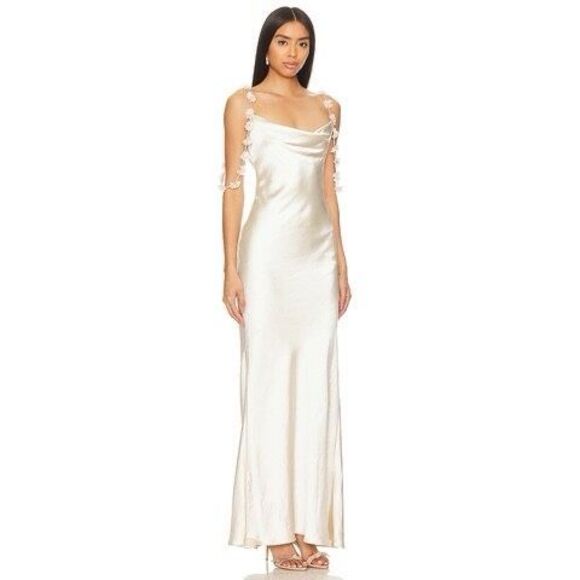 Self-portrait Flower Maxi Dress in Champagne Size US 10 $510 - Picture 2 of 11